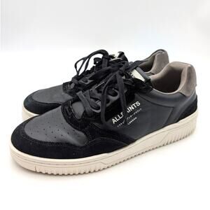 Allsaints Regan Leather Low Top Trainers Sneaker Shoes Black Men's Size US11